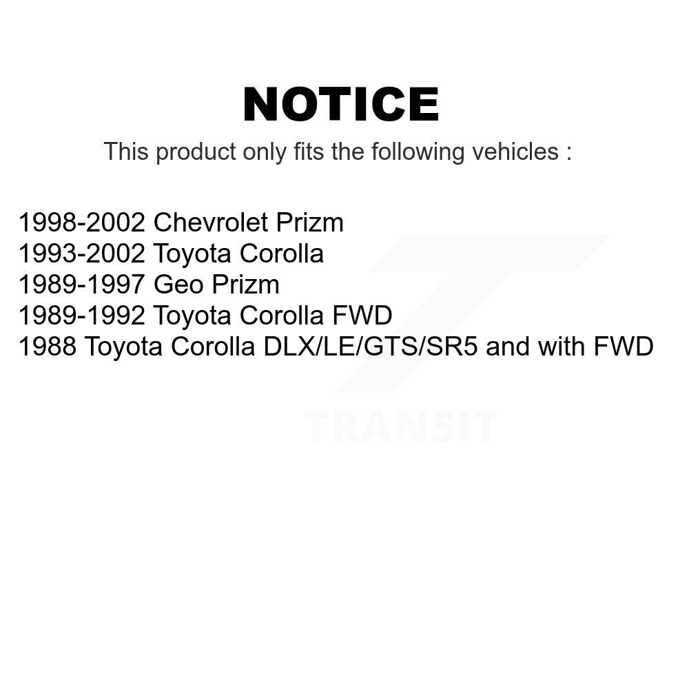Rear Suspension Strut Shock Mounting Pair For Toyota Corolla Prizm Chevrolet Geo K73-100188