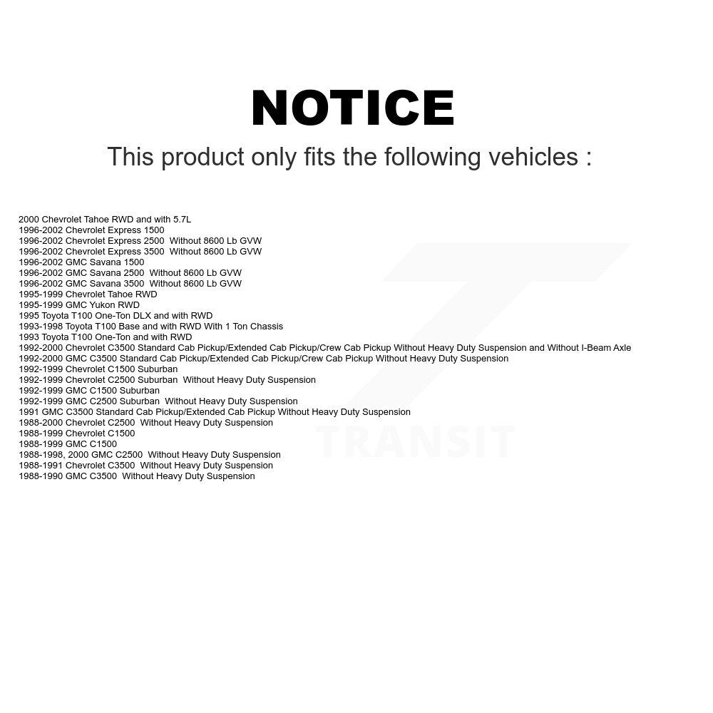 Front Suspension Shock Absorber Pair For Chevrolet C1500 GMC Tahoe C2500 C3500 Express 3500 Suburban Yukon 1500 Toyota T100 2500 Savana K78-100053