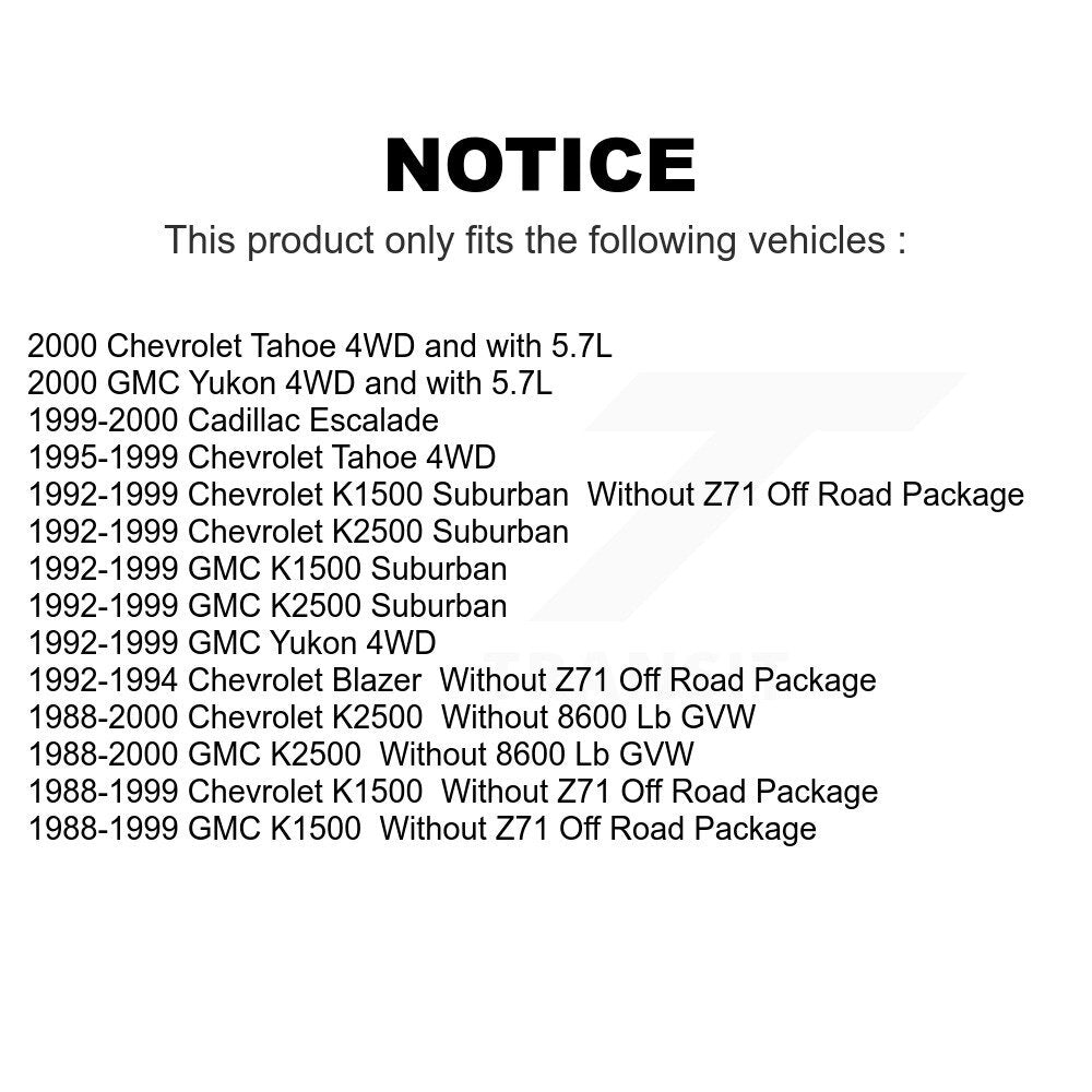 Front Suspension Shock Absorber Pair For Chevrolet K1500 GMC Tahoe K2500 Suburban Yukon Cadillac Escalade Blazer K78-100060