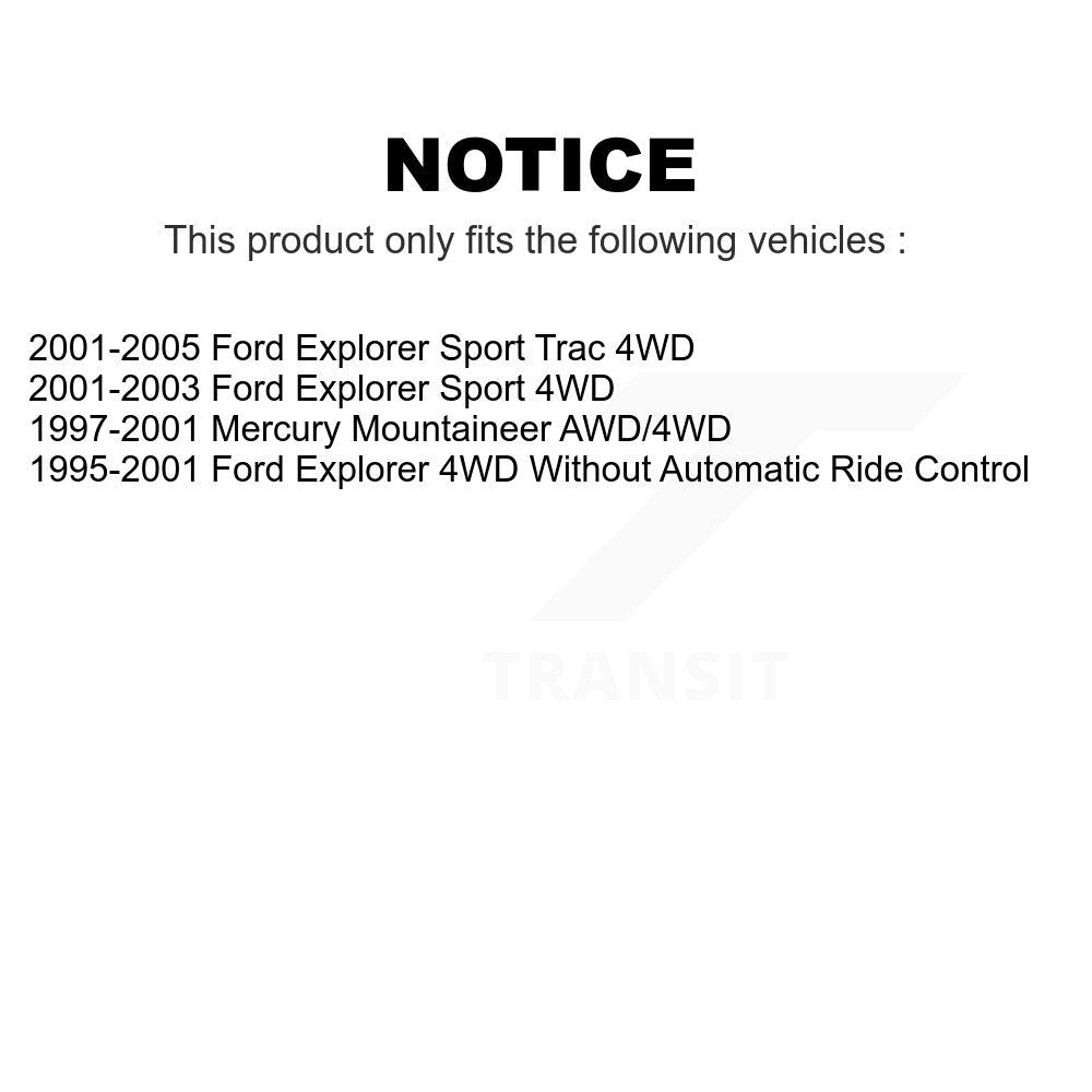 Front Rear Suspension Shock Absorber Kit For Ford Explorer Sport Trac Mercury Mountaineer K78-100184