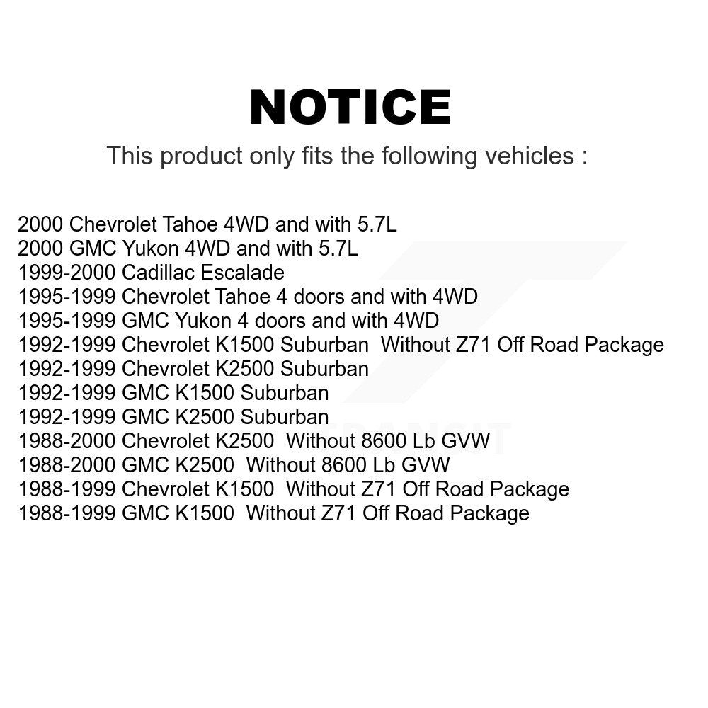 Front Rear Suspension Shock Absorber Kit For Chevrolet K1500 GMC Tahoe K2500 Suburban Yukon Cadillac Escalade K78-100186