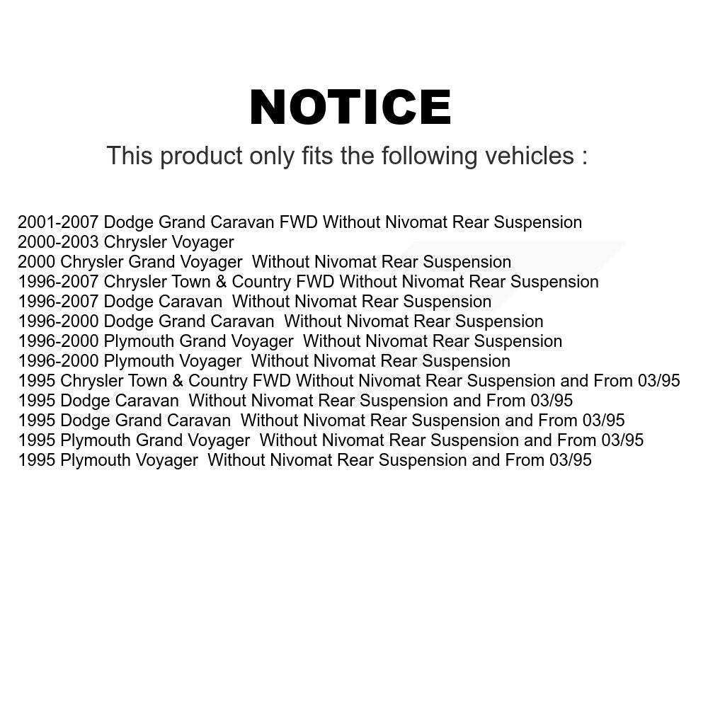 Rear Suspension Shock Absorber Pair For Dodge Grand Caravan Chrysler Town & Country Plymouth Voyager K78-100269