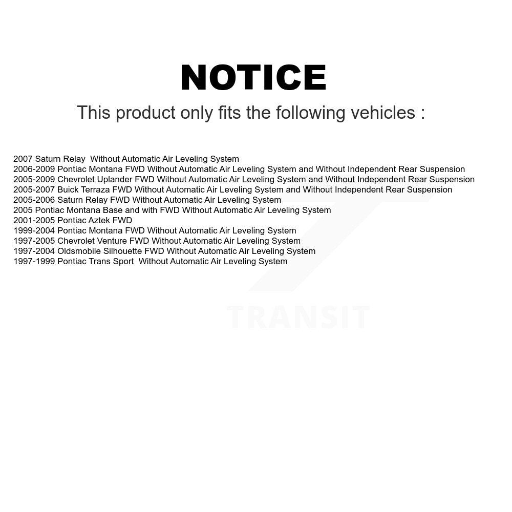 Rear Suspension Shock Absorber Pair For Chevrolet Venture Uplander Pontiac Montana Oldsmobile Silhouette Aztek Buick Terraza Saturn Relay Trans Sport K78-100275