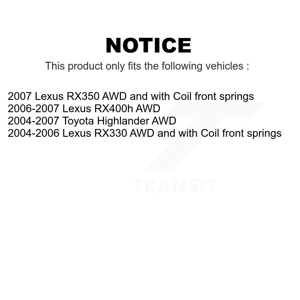 Front Suspension Strut Kit For Toyota Highlander Lexus RX330 RX350 RX400h K78-100855