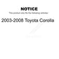 Front Rear Suspension Strut Kit For 2003-2008 Toyota Corolla K78-100876
