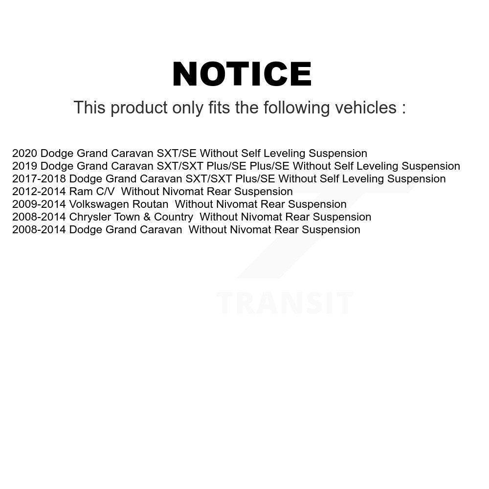Front Rear Suspension Strut Kit For Dodge Grand Caravan Chrysler Town & Country Volkswagen Routan Ram C/V K78-100902