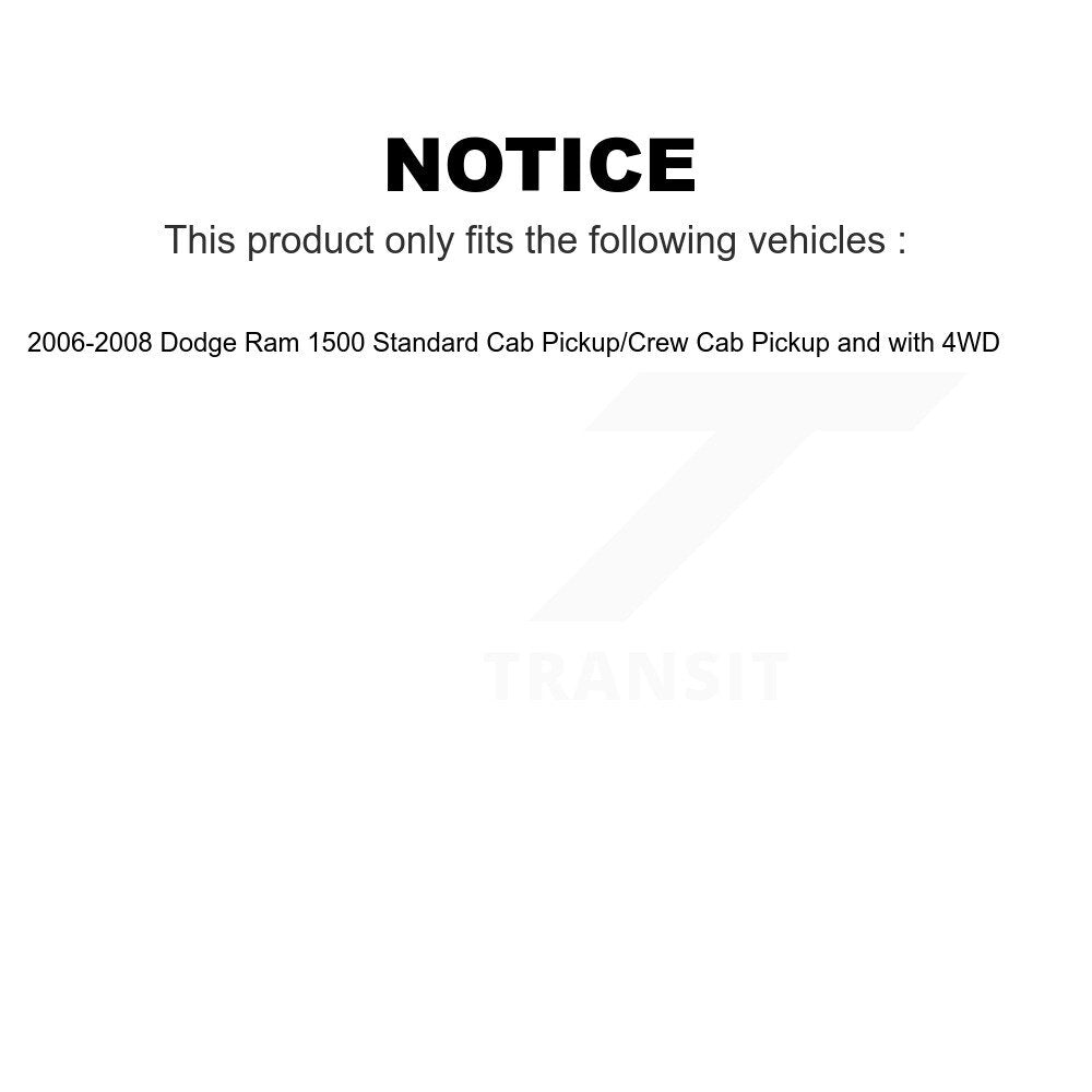 Front Rear Suspension Strut Kit For 2006-2008 Dodge Ram 1500 Standard Cab Pickup Crew with 4WD K78-100905