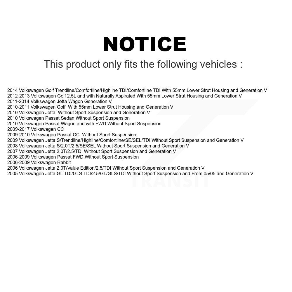 Front Rear Suspension Strut Kit For Volkswagen Jetta CC Passat Golf Rabbit K78-100916