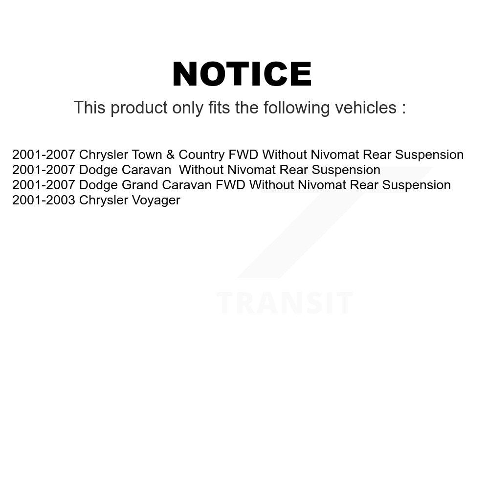 Front Rear Suspension Strut Kit For Dodge Chrysler Grand Caravan Town & Country Voyager K78-100920