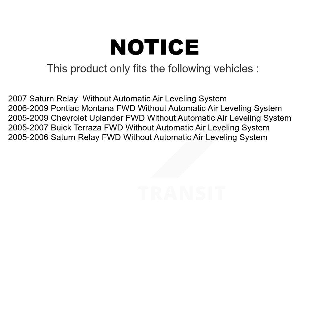 Front Rear Suspension Strut Kit For Chevrolet Uplander Buick Terraza Saturn Relay Pontiac Montana Without Automatic Air Leveling System K78-100943