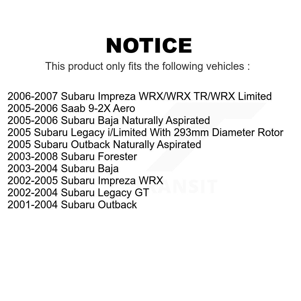 Front Disc Brake Rotors Pair For Subaru Forester Outback Impreza Legacy Baja Saab 9-2X K8-100355
