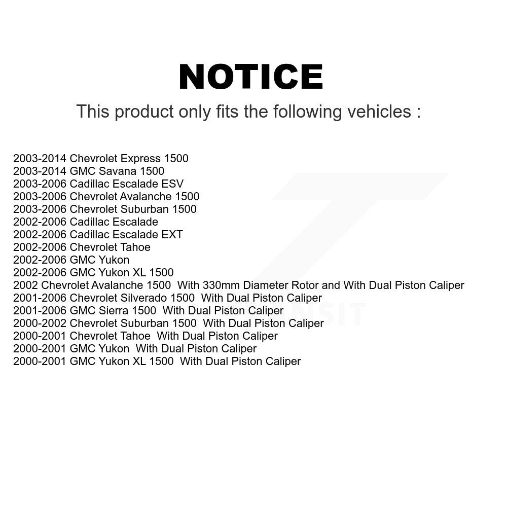 Rear Disc Brake Rotors Pair For Chevrolet Silverado 1500 GMC Tahoe Sierra Suburban Yukon Avalanche XL Cadillac Express Escalade Savana ESV EXT K8-100575