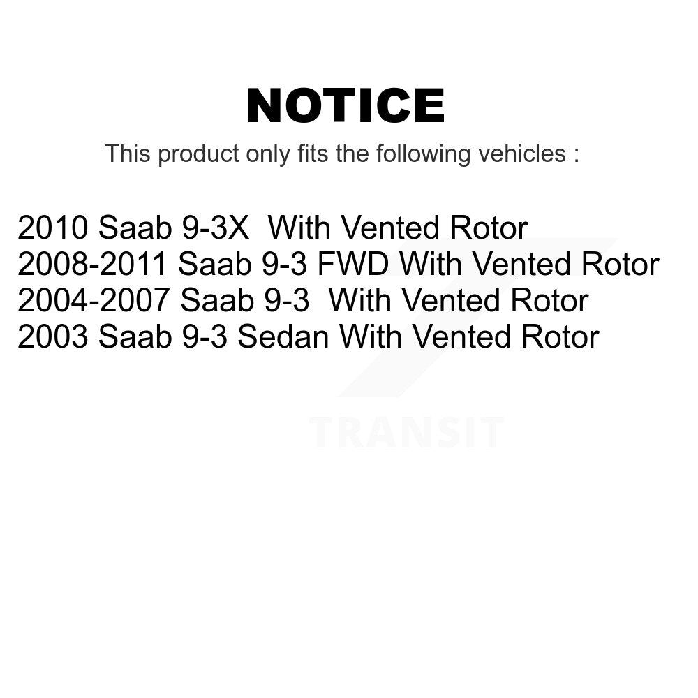 Rear Disc Brake Rotors Pair For Saab 9-3 9-3X With Vented Rotor K8-100812