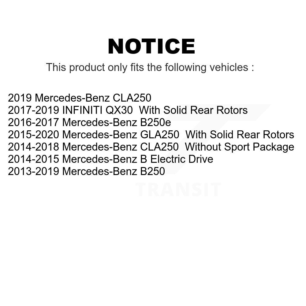 Rear Disc Brake Rotors Pair For Mercedes-Benz CLA250 GLA250 INFINITI QX30 B Electric Drive B250e B250 K8-100938