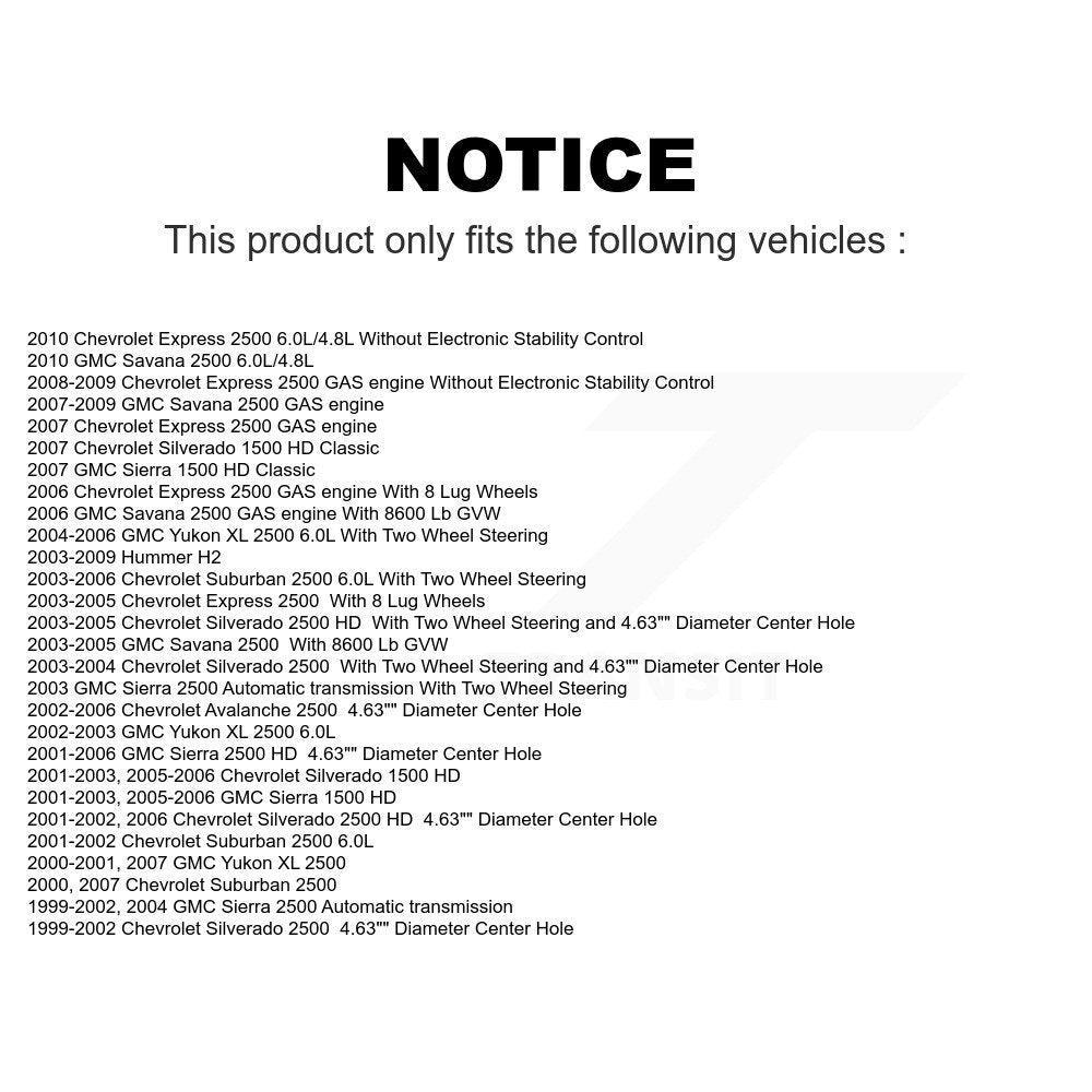 Front Rear Disc Brake Rotors Kit For Chevrolet Silverado 2500 HD GMC Sierra Express Hummer H2 1500 Savana Suburban Yukon XL Avalanche Classic K8-100988