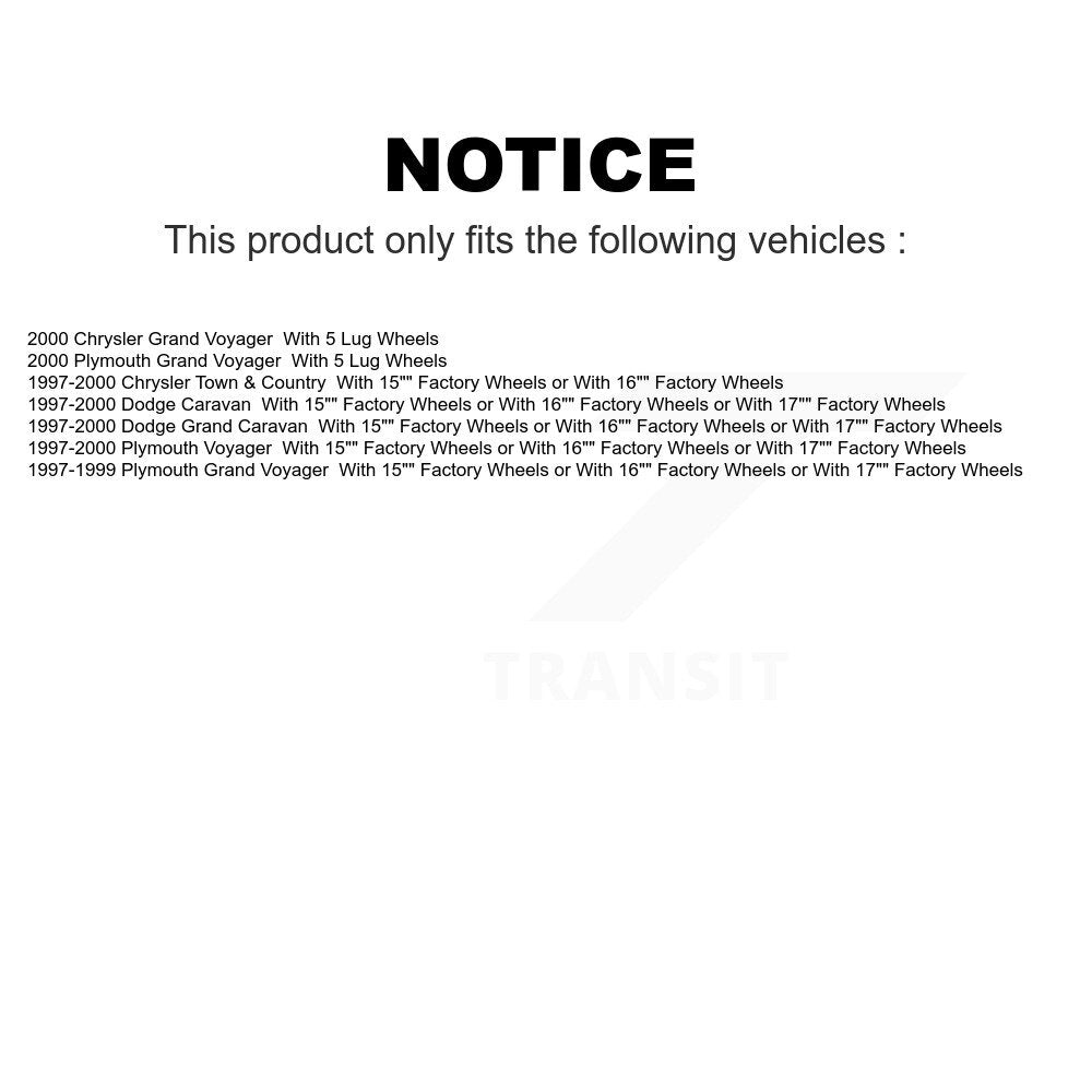 Front Rear Disc Brake Rotors Kit For Dodge Grand Caravan Chrysler Town & Country Plymouth Voyager K8-101169