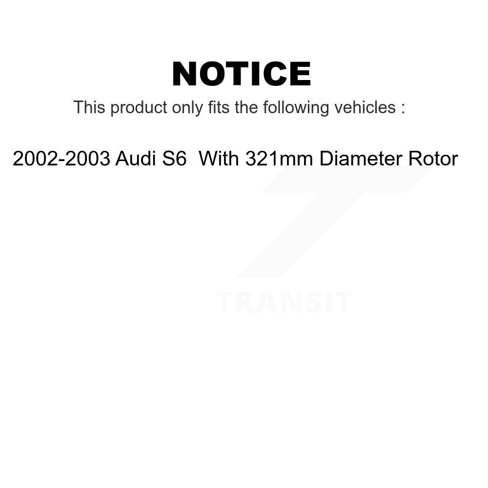 Front Rear Disc Brake Rotors Kit For 2002-2003 Audi S6 With 321mm Diameter Rotor K8-101313