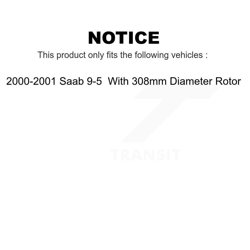 Front Rear Disc Brake Rotors Kit For 2000-2001 Saab 9-5 With 308mm Diameter Rotor K8-101320