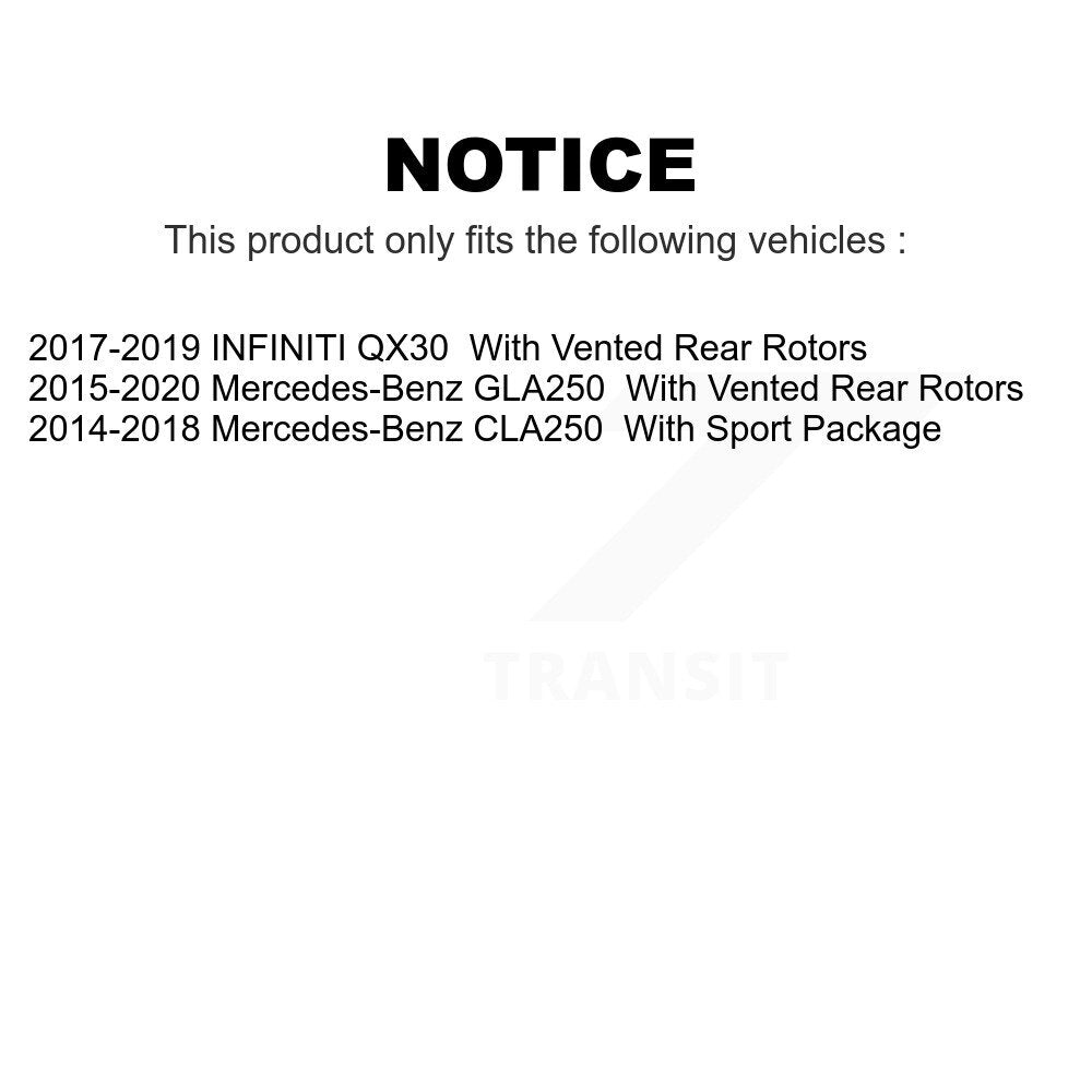 Rear Disc Brake Rotors Pair For Mercedes-Benz CLA250 GLA250 INFINITI QX30 K8-101798