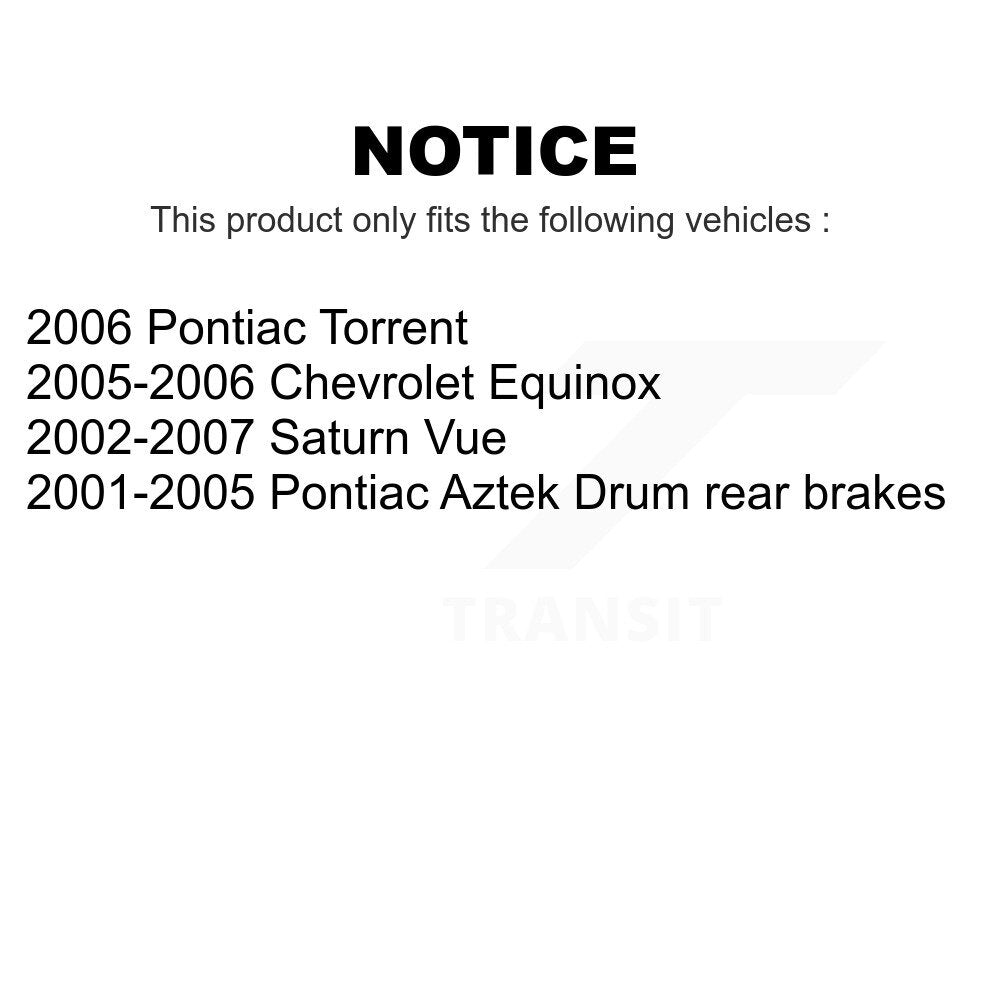Rear Brake Drums Pair For Saturn Vue Chevrolet Equinox Pontiac Aztek Torrent K8-101874
