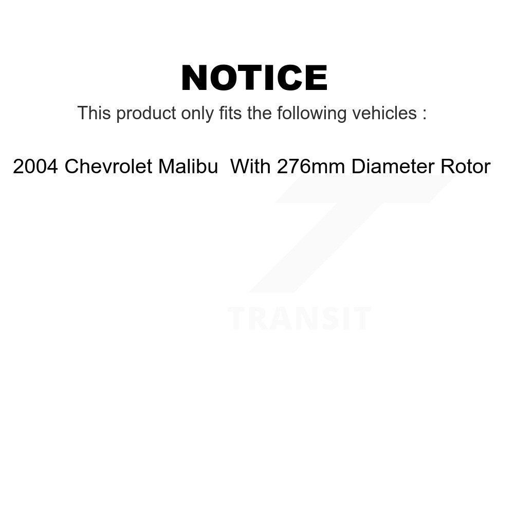 Front Rear Disc Brake Rotors Drums Kit For 2004 Chevrolet Malibu With 276mm Diameter Rotor K8-102139