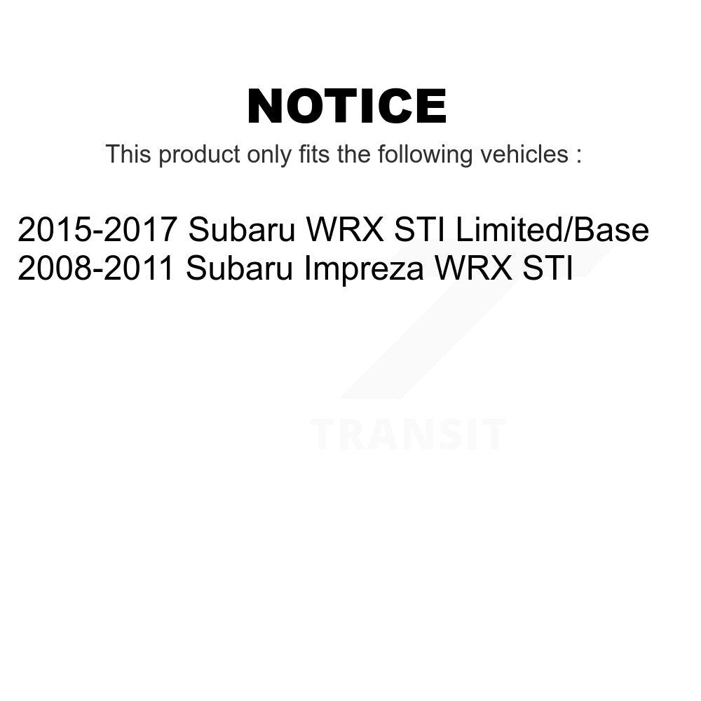 Transit Auto - Front Rear Hub Bearings Assembly Coated Disc Brake Rotors And Ceramic Pads Kit (10Pc) For Subaru Impreza WRX STI KBB-120795