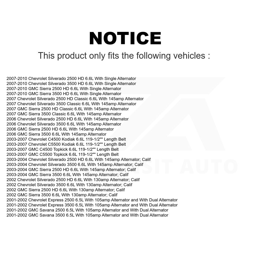 Serpentine Belt KBR-5061195 For Chevrolet Silverado 2500 HD GMC Sierra 3500 Classic Express Savana C4500 Kodiak C5500 Topkick