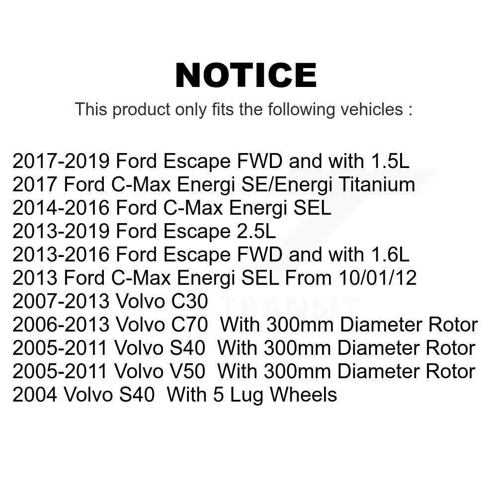 Front Coated Drilled Slotted Disc Brake Rotors Pair For Ford Escape Volvo C-Max S40 C70 C30 V50 KD-100059