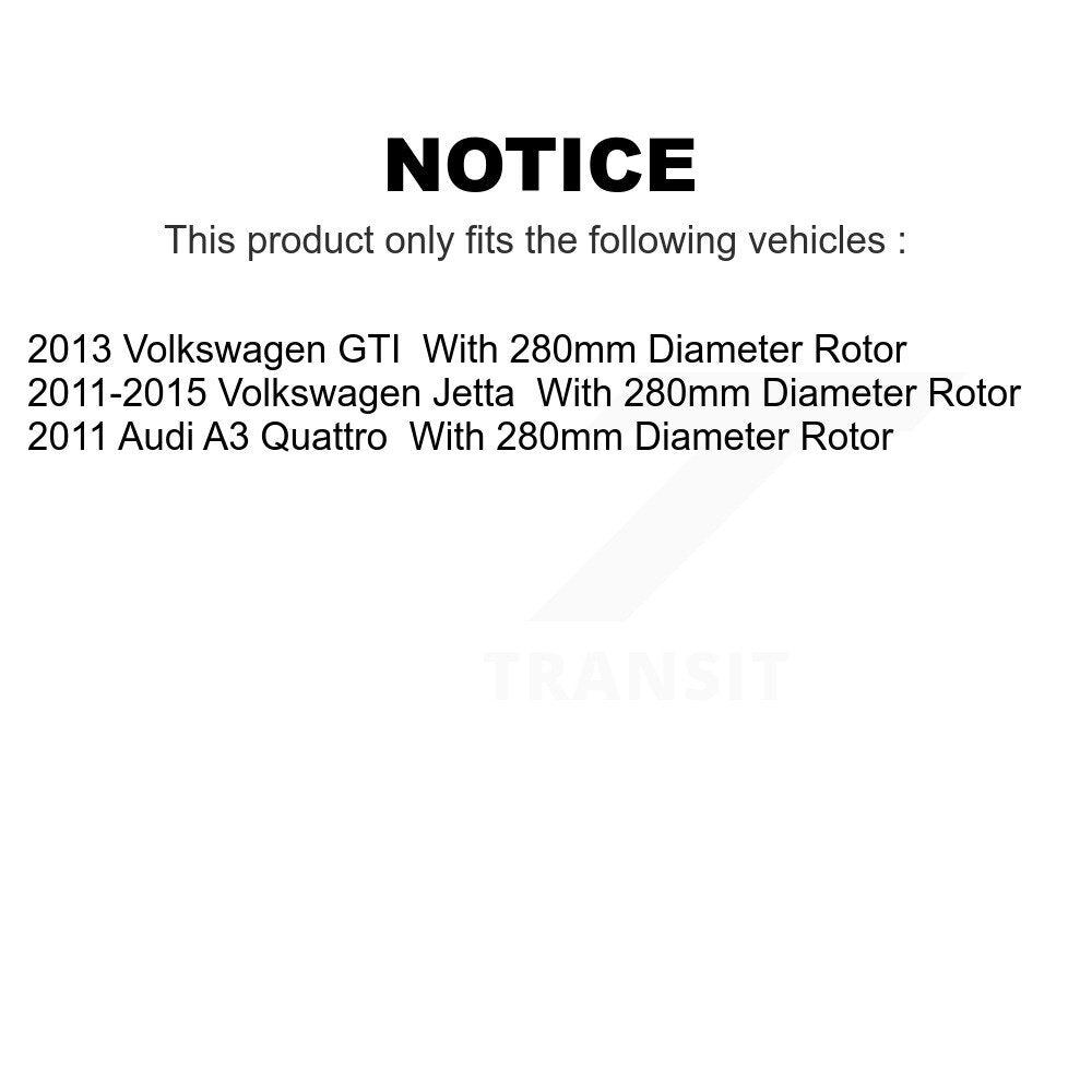 Front Coated Drilled Slotted Disc Brake Rotors Pair For Volkswagen Jetta GTI Audi A3 Quattro With 280mm Diameter Rotor KD-100080