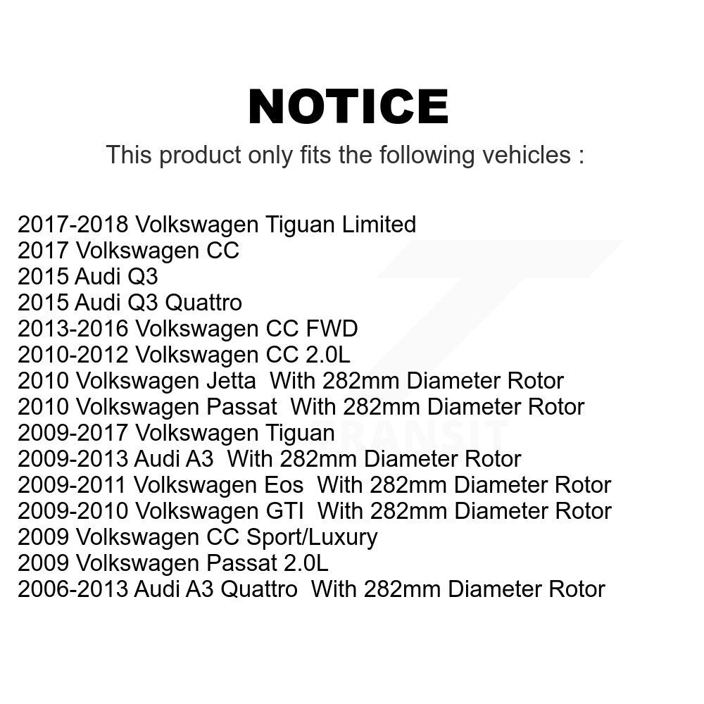 Rear Coated Drilled Slotted Disc Brake Rotors Pair For Volkswagen Tiguan CC Jetta Audi Passat GTI A3 Eos Q3 Limited Quattro KD-100176