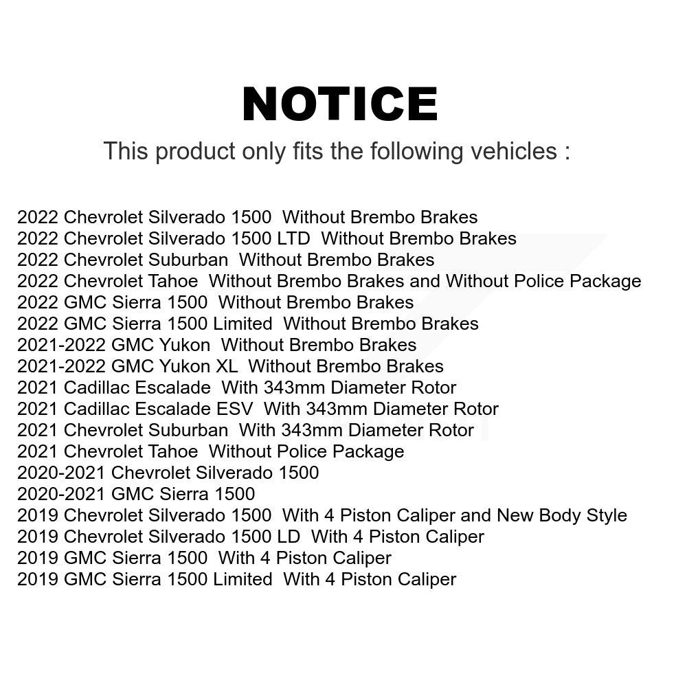 Front Coated Drilled Slotted Disc Brake Rotors Pair For Chevrolet Silverado 1500 GMC Sierra LD Limited Cadillac Tahoe Yukon Suburban XL Escalade ESV LTD KD-100598