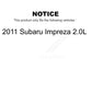 Air And Cabin Filters Kit For 2011 Subaru Impreza 2.0L KFL-100909