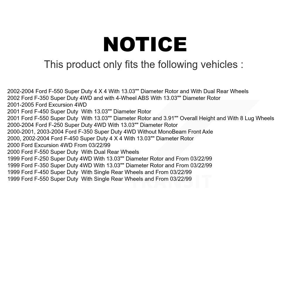 Front Coated Disc Brake Rotors Pair For Ford F-250 Super Duty F-350 Excursion F-550 F-450 KG-100072