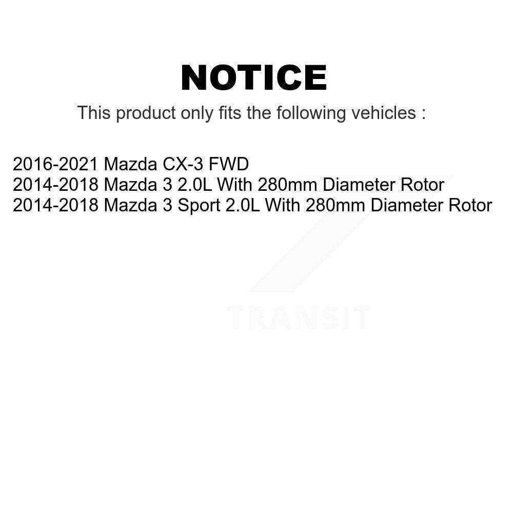 Front Coated Disc Brake Rotors Pair For Mazda 3 CX-3 Sport KG-100360