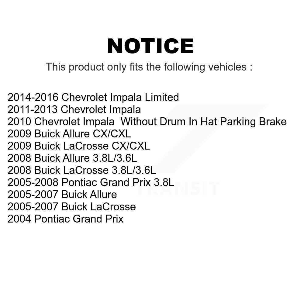 Rear Coated Disc Brake Rotors Pair For Chevrolet Impala Pontiac Grand Prix Buick LaCrosse Limited Allure KG-100391