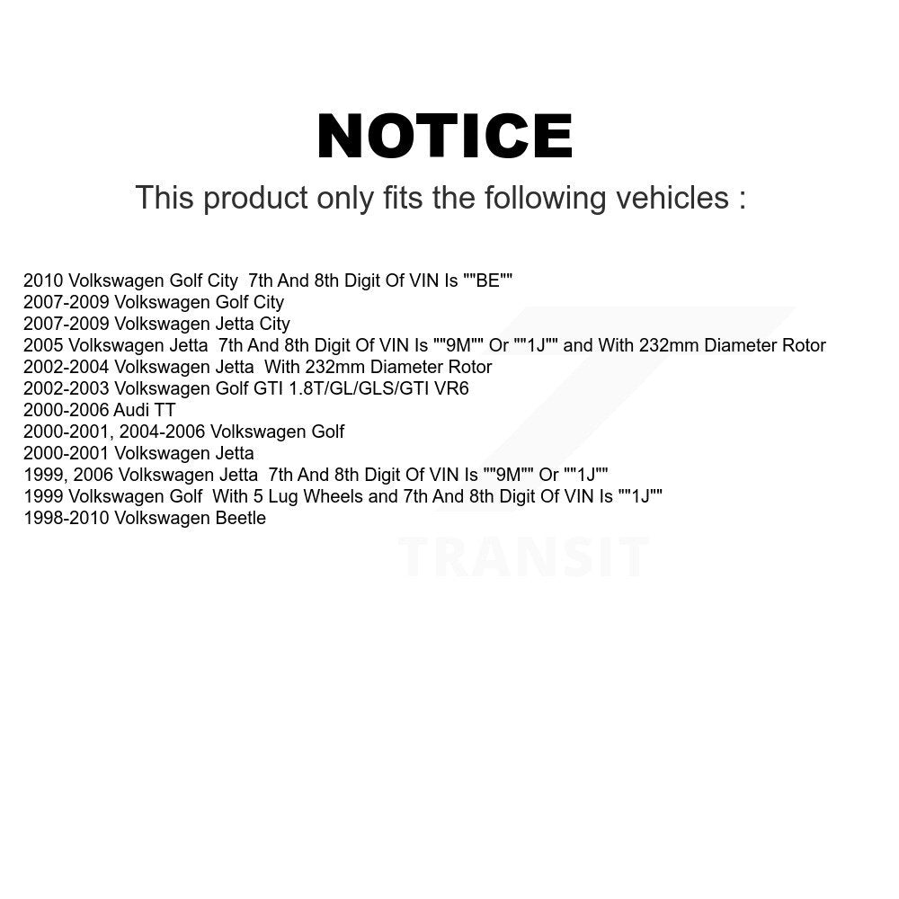 Rear Coated Disc Brake Rotors Pair For Volkswagen Jetta Beetle Golf Audi TT City KG-100507