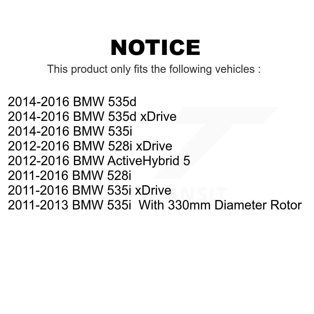 Rear Coated Disc Brake Rotors Pair For BMW 528i 535i xDrive 535d ActiveHybrid 5 KG-100681