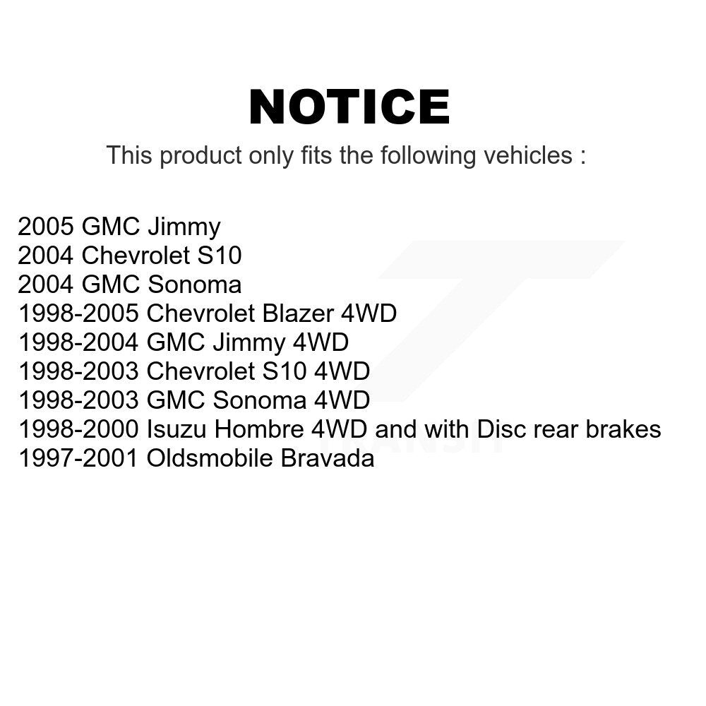 Front Rear Coated Disc Brake Rotors Kit For Chevrolet S10 Blazer GMC Sonoma Jimmy Oldsmobile Bravada Isuzu Hombre KG-100695