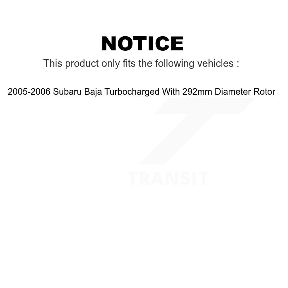 Front Rear Coated Disc Brake Rotors Kit For 2005-2006 Subaru Baja Turbocharged With 292mm Diameter Rotor KG-101250