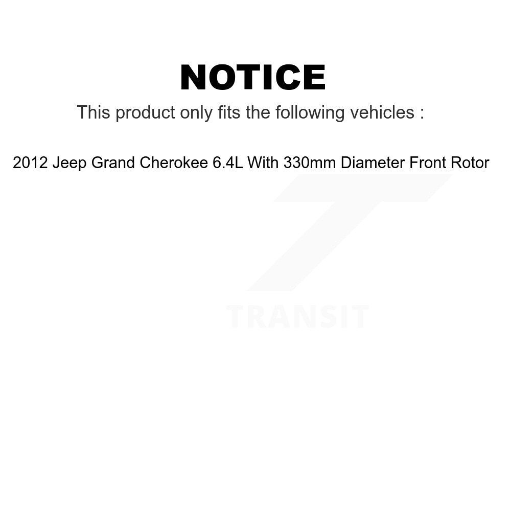 Front Rear Coated Disc Brake Rotors Kit For 2012 Jeep Grand Cherokee 6.4L With 330mm Diameter Rotor KG-101803