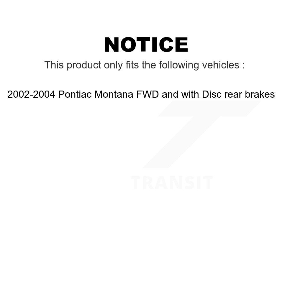 Transit Auto - Front Rear Ceramic Pads And Coated Disc Brake Rotors Kit For 2002-2004 Pontiac Montana FWD with rear brakes KGA-105233