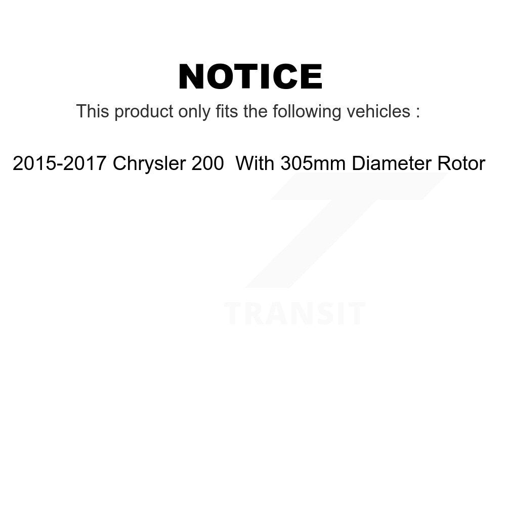 Transit Auto - Front Rear Ceramic Pads And Coated Disc Brake Rotors Kit For 2015-2017 Chrysler 200 With 305mm Diameter Rotor KGA-105307