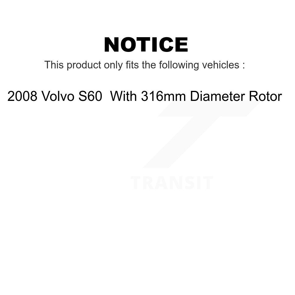 Transit Auto - Front Rear Semi-Metallic Pads And Coated Disc Brake Rotors Kit For 2008 Volvo S60 With 316mm Diameter Rotor KGA-105335
