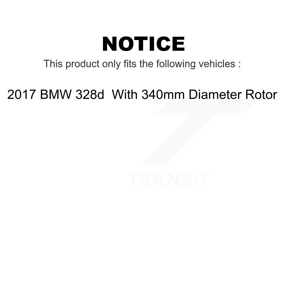 Transit Auto - Front Rear Semi-Metallic Pads And Coated Disc Brake Rotors Kit For 2017 BMW 328d With 340mm Diameter Rotor KGA-105341