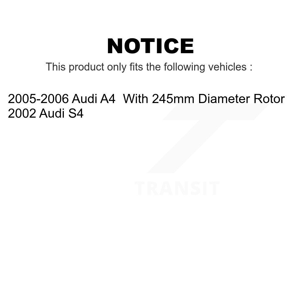 Transit Auto - Rear Coated Disc Brake Rotors And Semi-Metallic Pads Kit For Audi A4 S4 KGA-105397