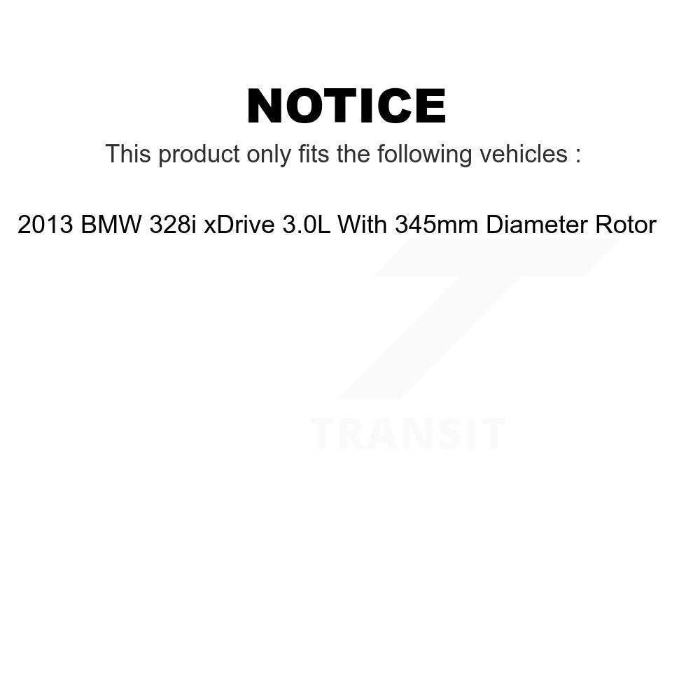 Transit Auto - Rear Coated Disc Brake Rotors And Semi-Metallic Pads Kit For 2013 BMW 328i xDrive 3.0L With 345mm Diameter Rotor KGA-105430