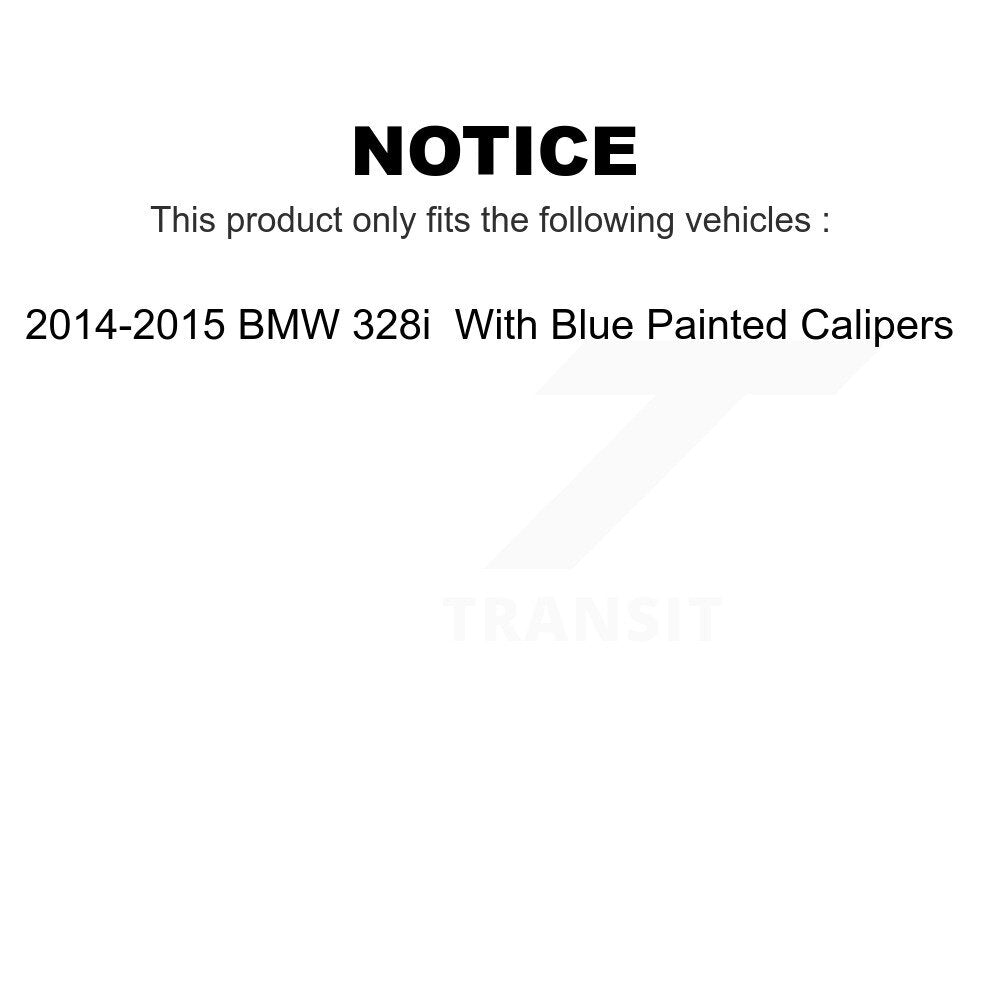 Transit Auto - Rear Coated Disc Brake Rotors And Semi-Metallic Pads Kit For 2014-2015 BMW 328i With Blue Painted Calipers KGA-105431