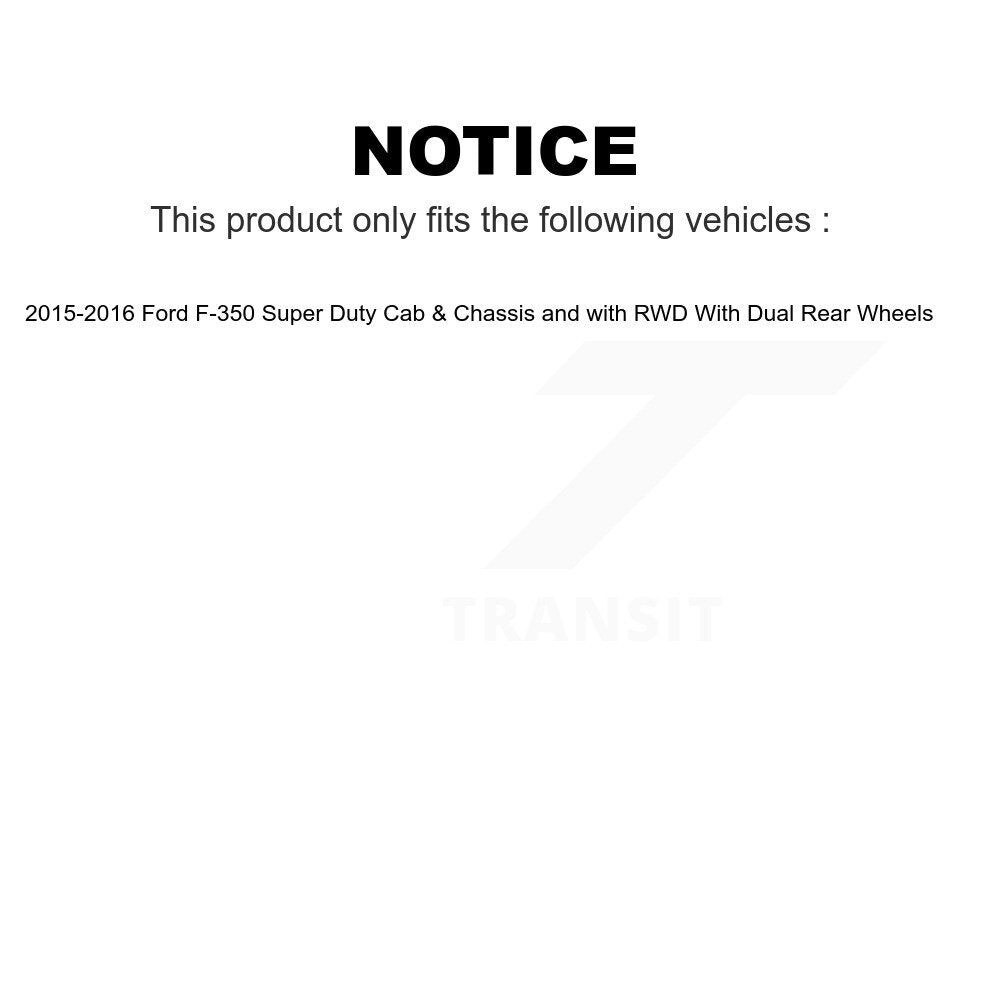 Transit Auto - Front Rear Semi-Metallic Pads And Coated Disc Brake Rotors Hub Assembly Kit For 2015-2016 Ford F-350 Super Duty Cab & Chassis with RWD With Dual Wheels KGA-105502