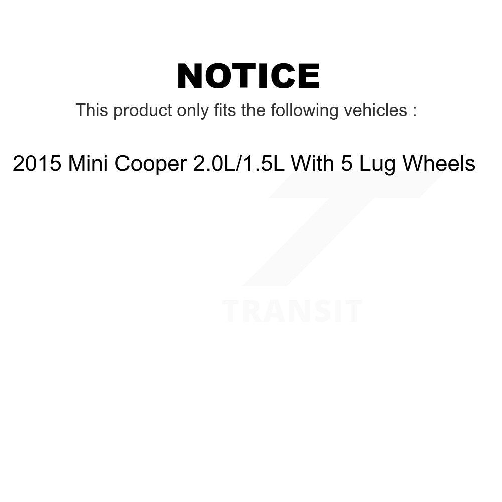 Transit Auto - Front Rear Ceramic Pads And Coated Disc Brake Rotors Kit For 2015 Mini Cooper 2.0L 1.5L With 5 Lug Wheels KGA-105573