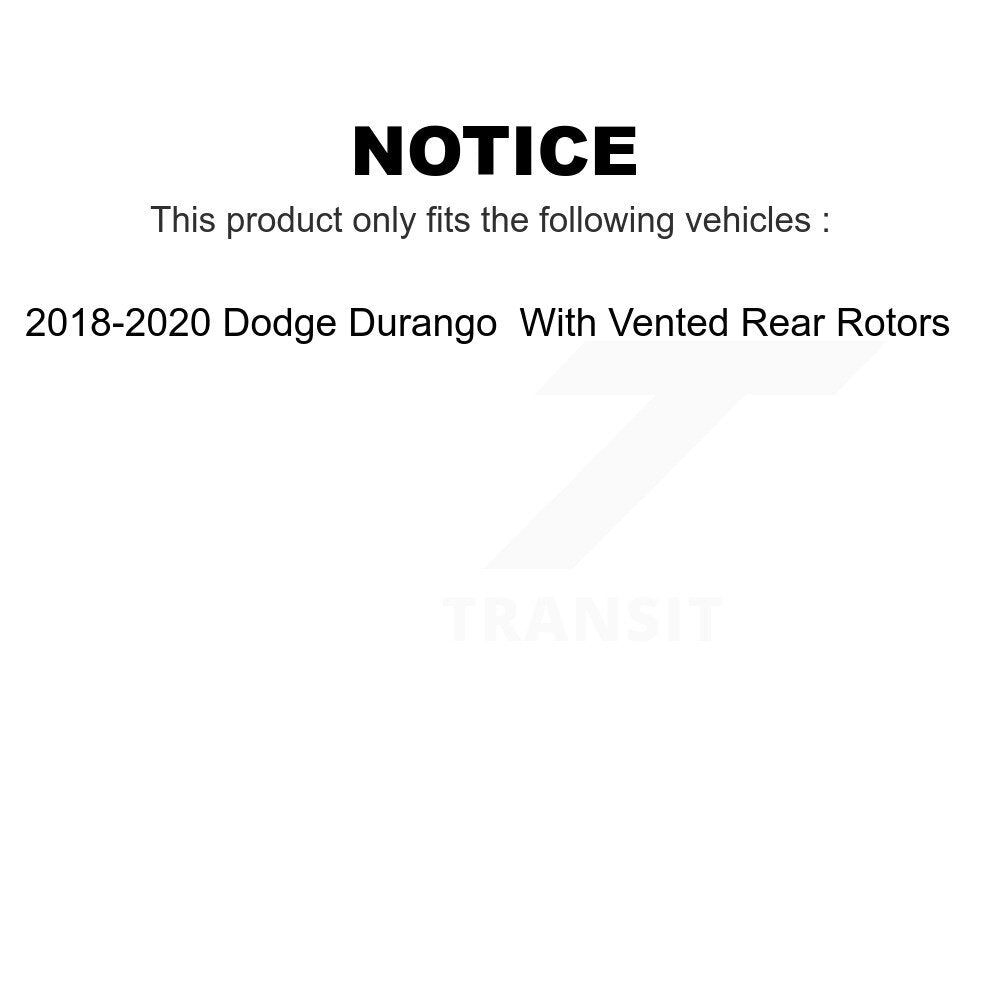 Transit Auto - Front Semi-Metallic Rear Ceramic Pads And Coated Disc Brake Rotors Kit For 2018-2020 Dodge Durango With Vented KGA-105586